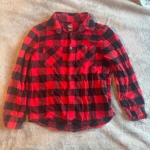 Wonder Nation Red and Black Checkered Flannel Kids Shirt